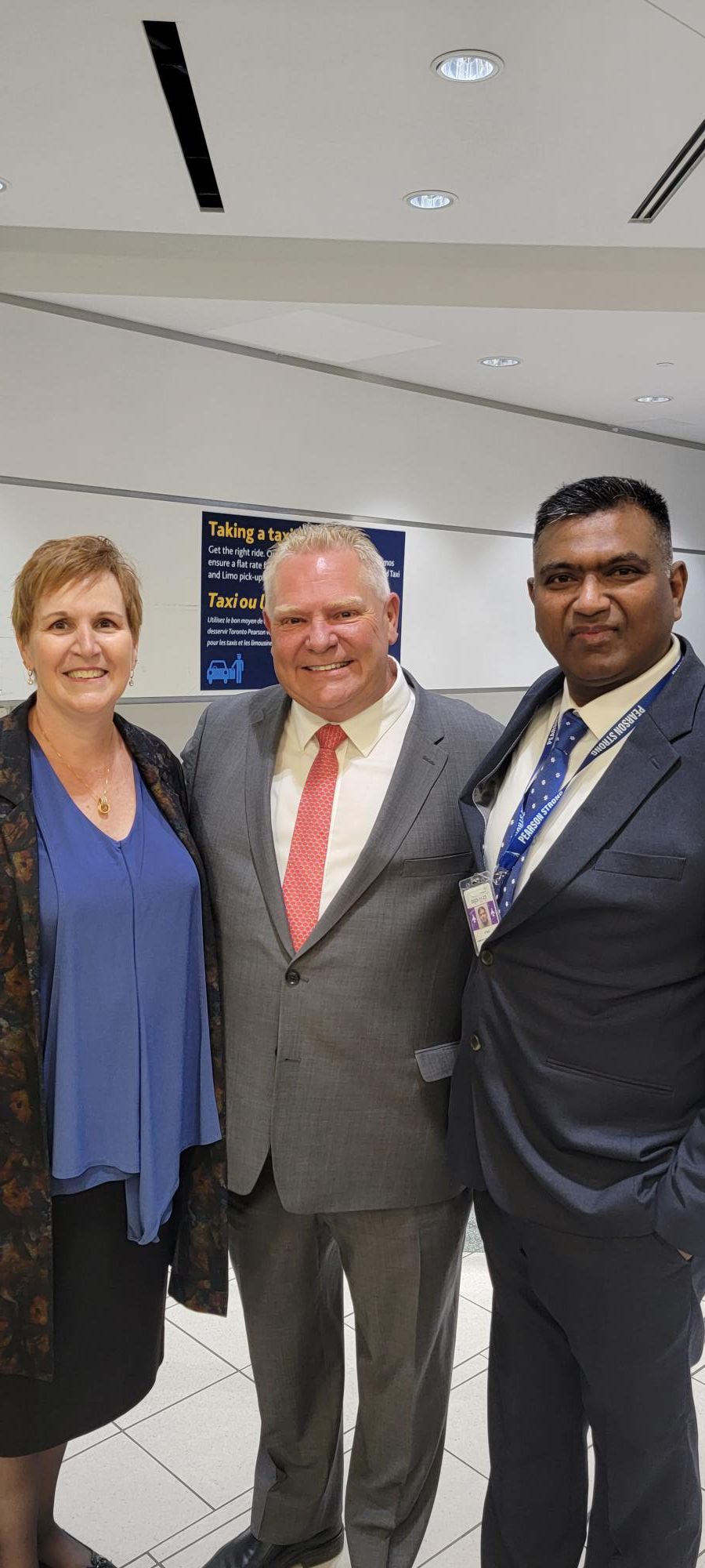 Photo of Cheryl Farrow, MBA, CAE, CEO of OACETT, Doug Ford, Premier of Ontario and OACETT member Clarence Walters, C.Tech.